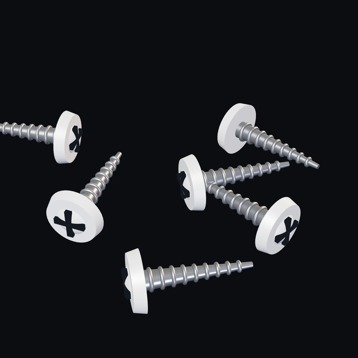 Track screws with Polar White painted heads that match the track colour