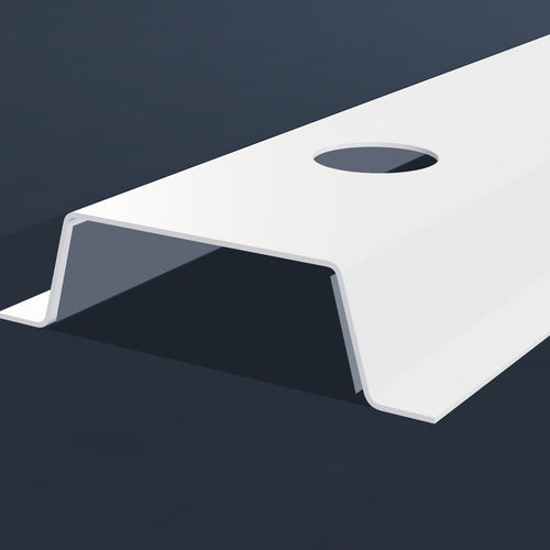 End view of Horizon 3/4 inch hat track showing the 75 degree walls and flanges